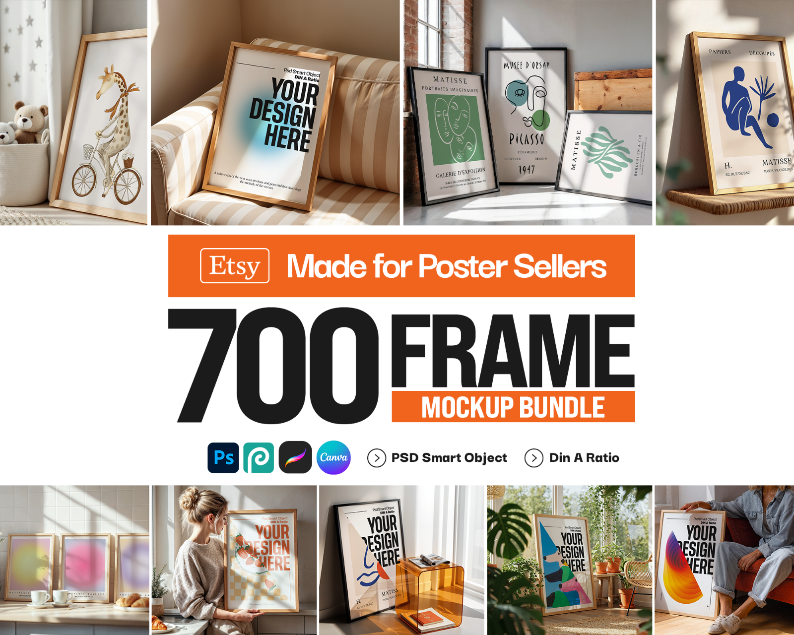 700 Frame Mockup Mega Bundle: Wall Art & Poster Display (PSD Digital Download)