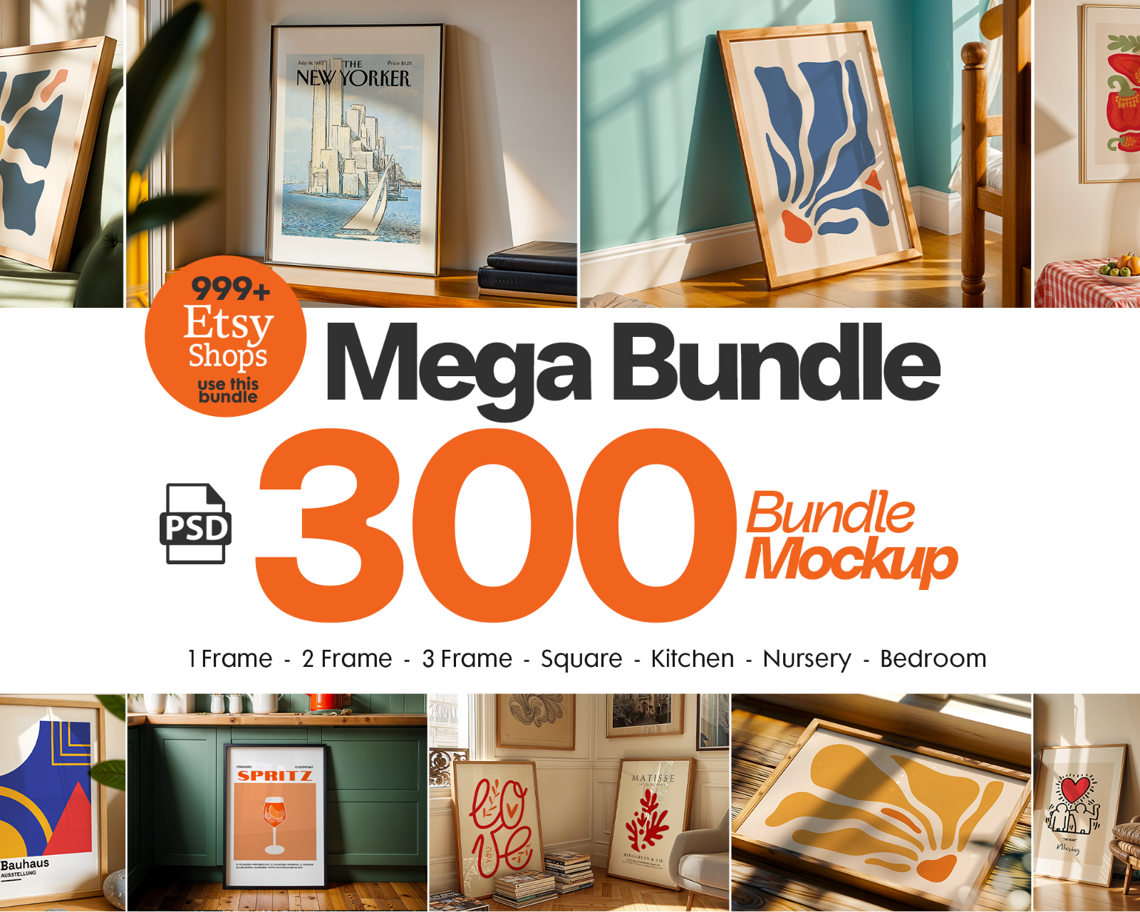 300+ Frame Mockup PSD Bundle | Wall Art Display Templates for Posters & Prints