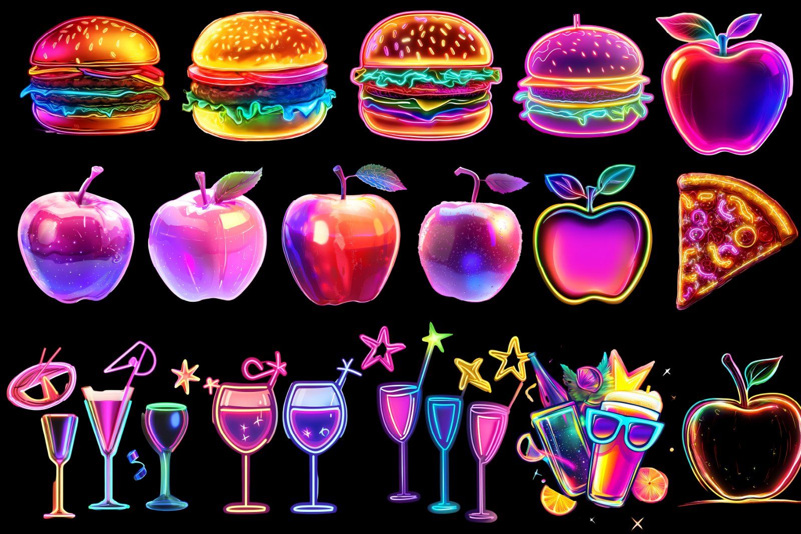 160 Neon PNG Pack, Glow Png Pack, Neon PNG, Neon Effects, Glow Effects, Neon Circle, Teleport png,