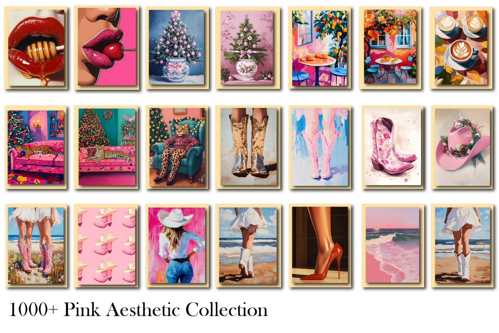 Pink Aesthetic Wall Art  Entire Shop Sale, Bundle Wall Art, Aesthetic wall posters, Pink Wall Art, D