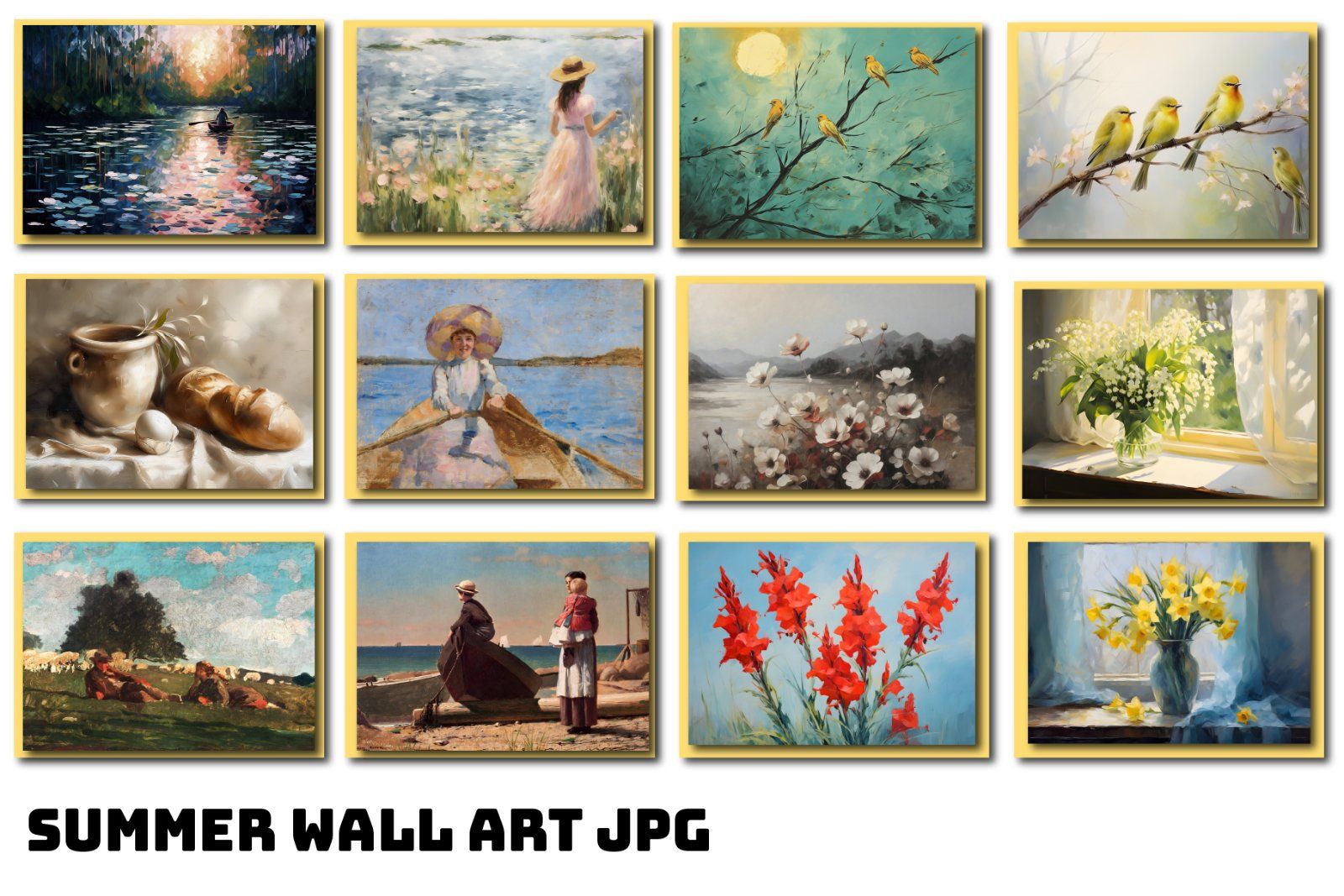 Summer Wall Art Bundle, Bundle Wall Art, Vintage Wall Art, Summer Prints, Summer JPG, Spring Prints,