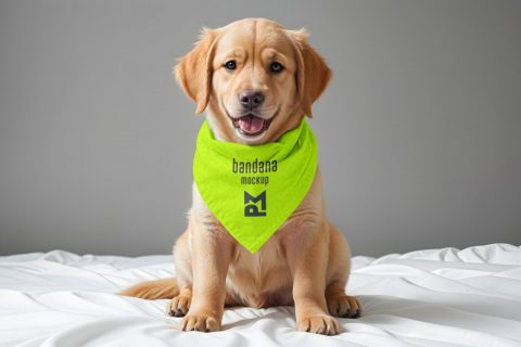 Cute Puppy Wearing a Bandana Mockup