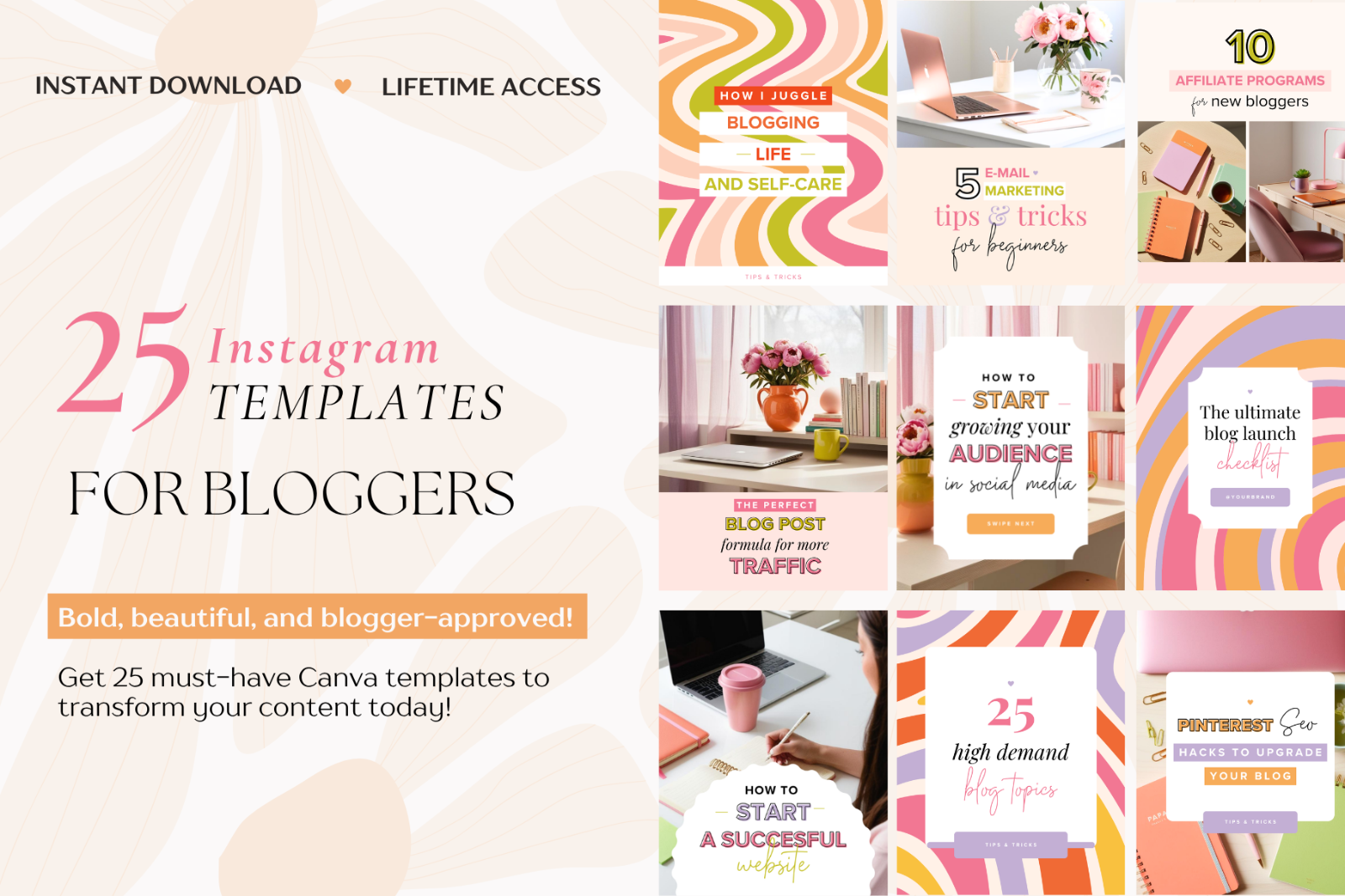 25 Boho Instagram Canva Templates