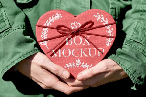 Valentines Heart Shaped Box Mockup