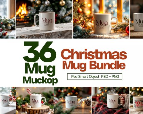 Christmas Mug Mockup Bundle: 11oz White Ceramic (Digital Download)