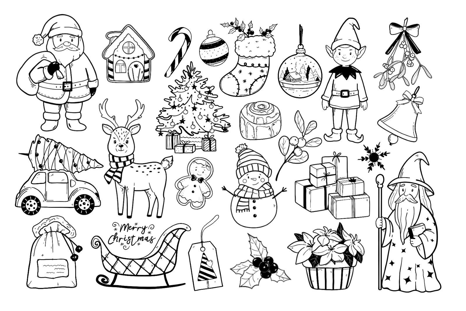 Hand drawn whimsical Christmas