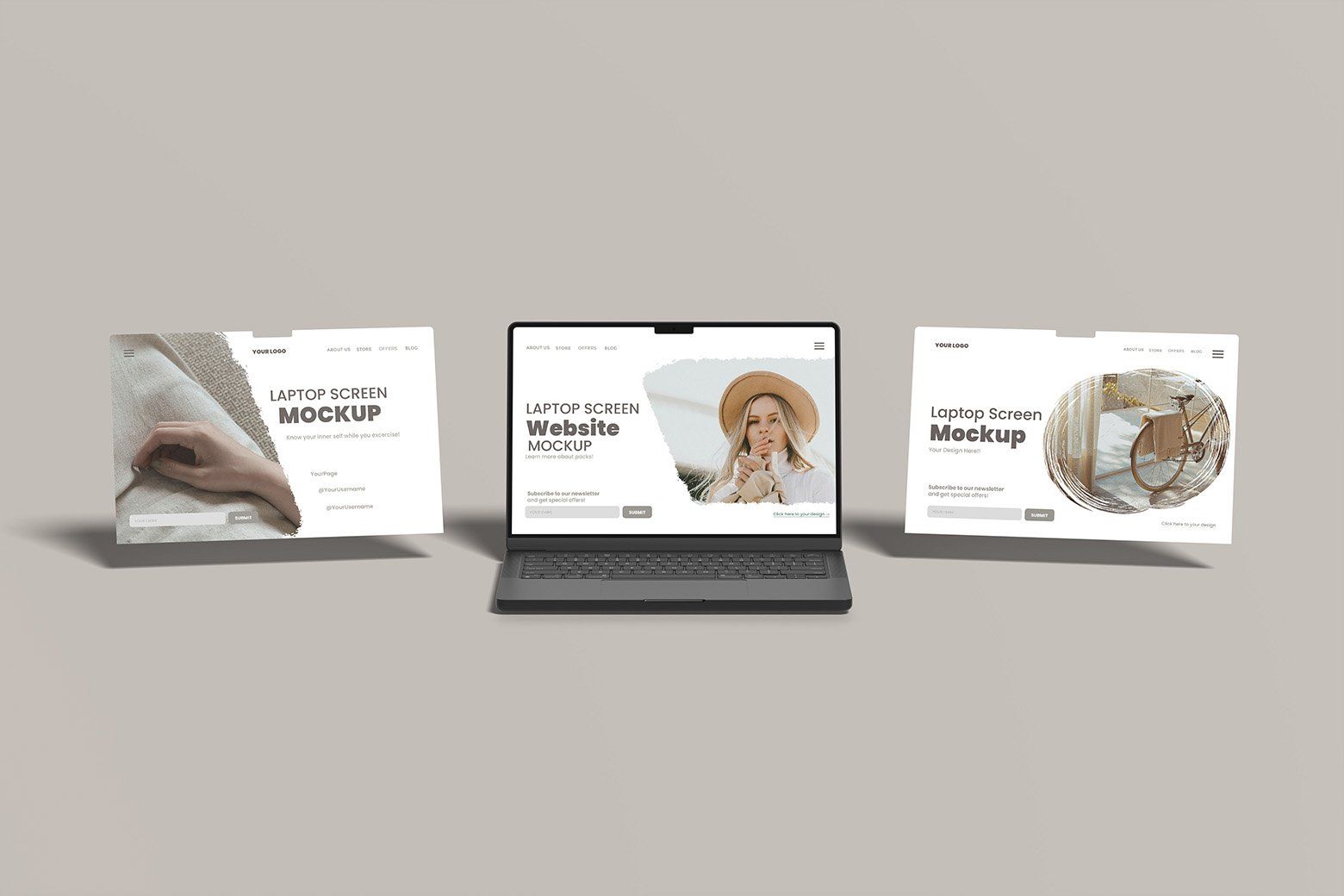 Laptop Screen Website Mockup