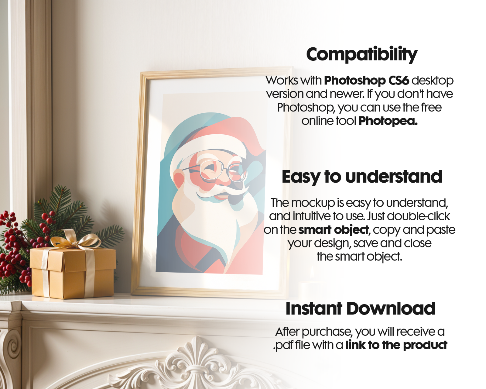 40 Christmas Frame Mockup Bundle: Poster & Art Presentation (PSD)