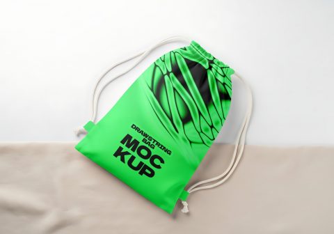 Drawstring Bag Mockup – Realistic PSD Template for Merchandise Branding