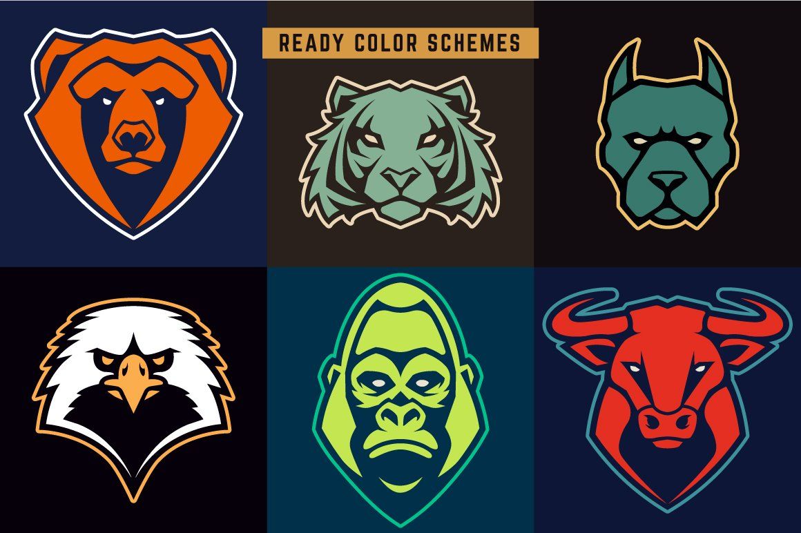 Animals Mascot Icons Vector Set