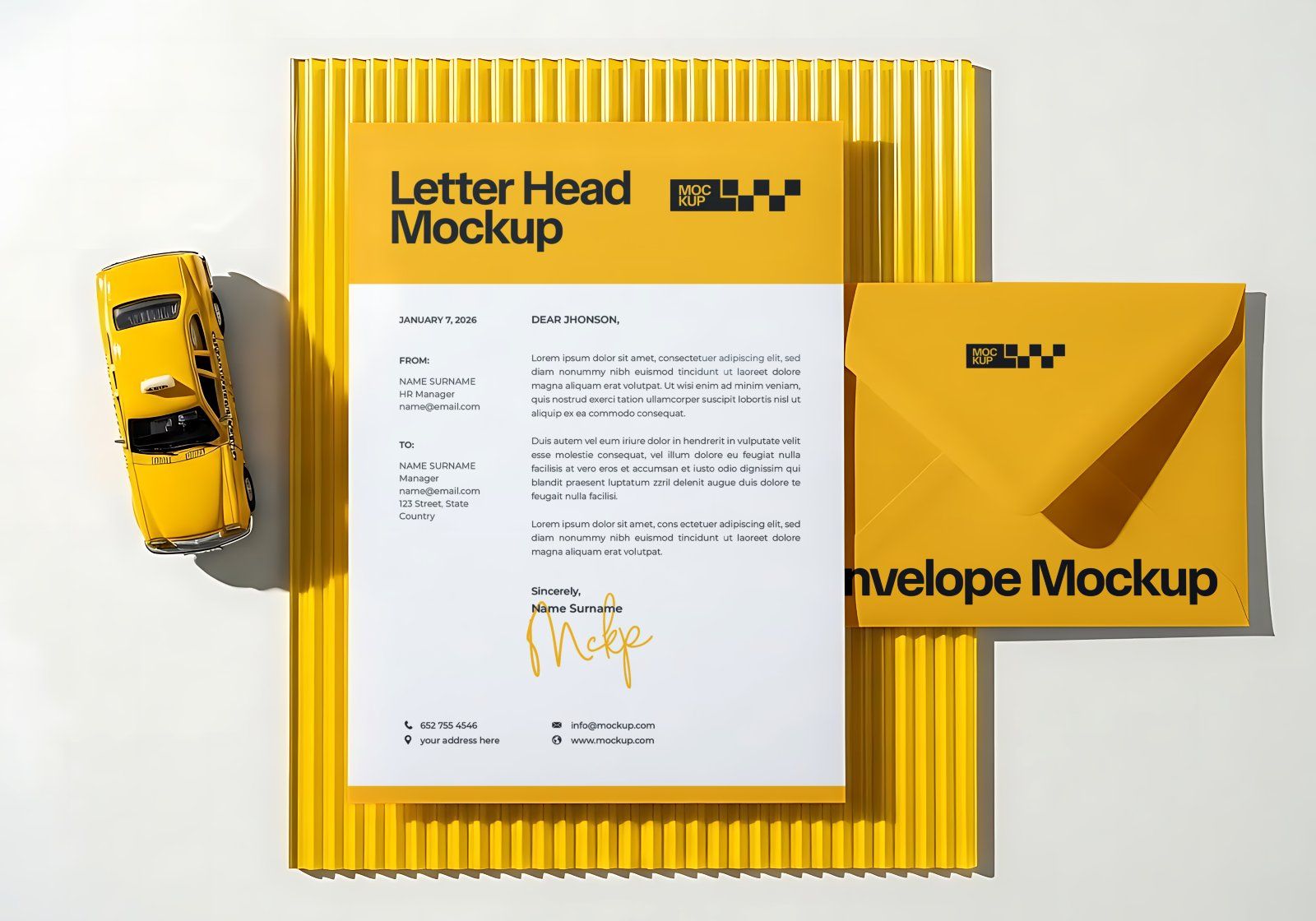 Premium Branding Yellow Taxi Mockup