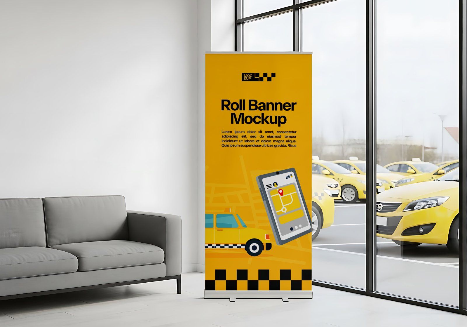 Premium Branding Yellow Taxi Mockup