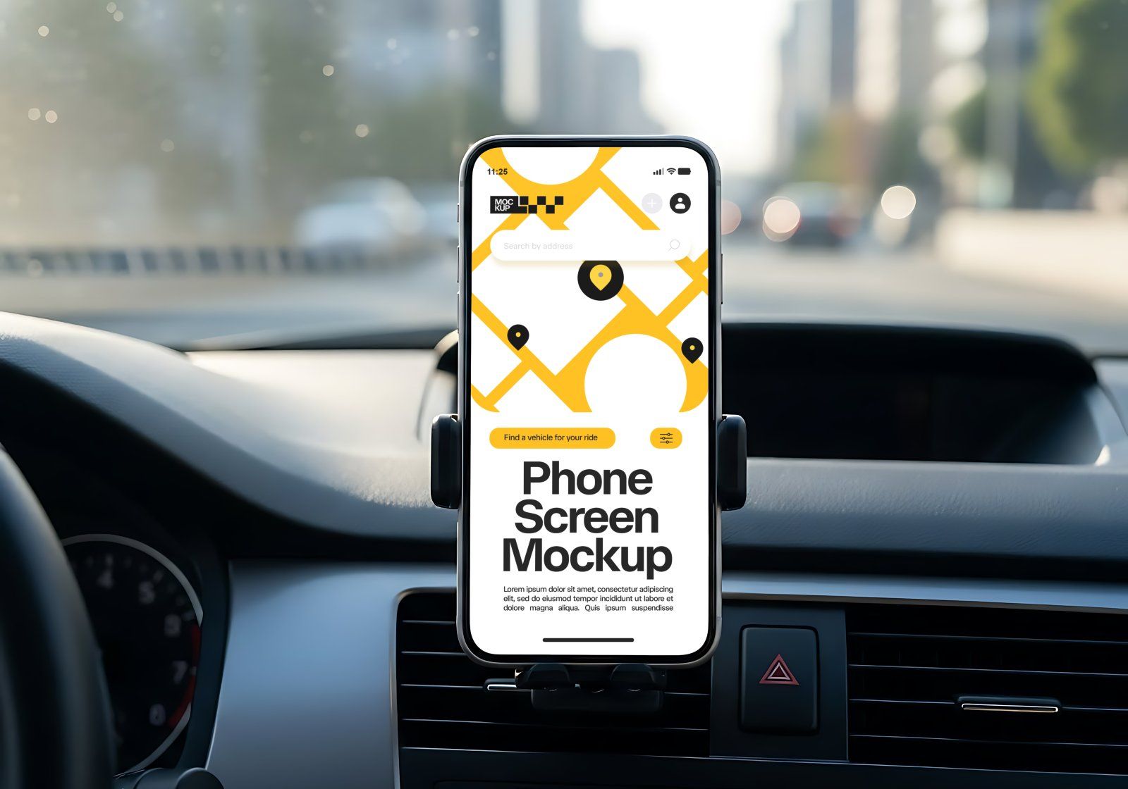 Premium Branding Yellow Taxi Mockup