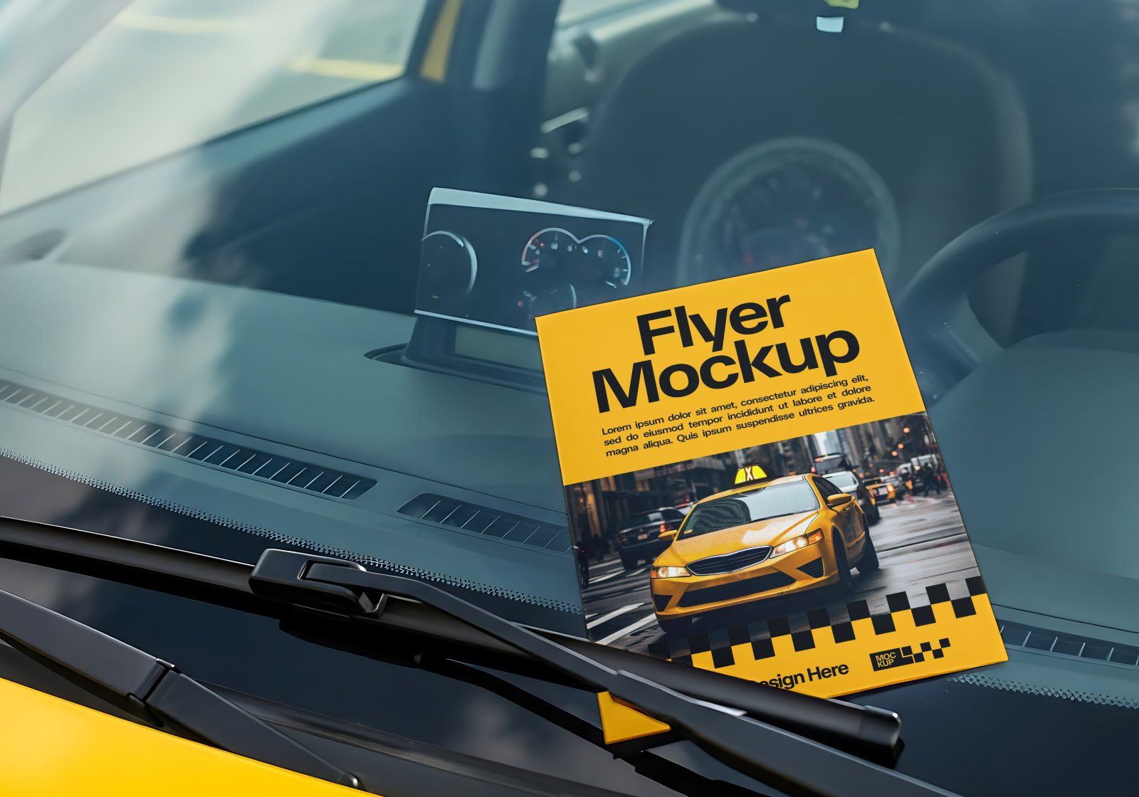 Premium Branding Yellow Taxi Mockup