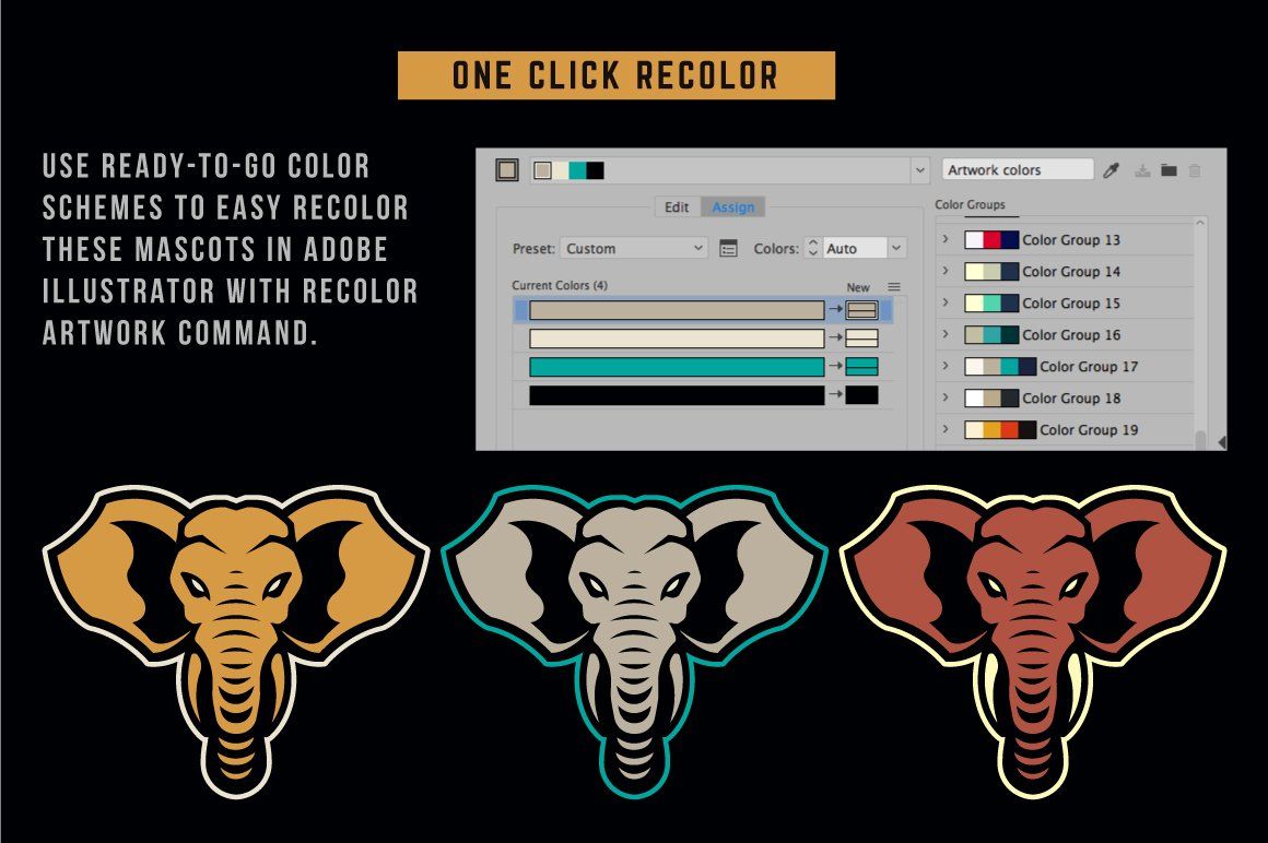 Animals Mascot Icons Vector Set