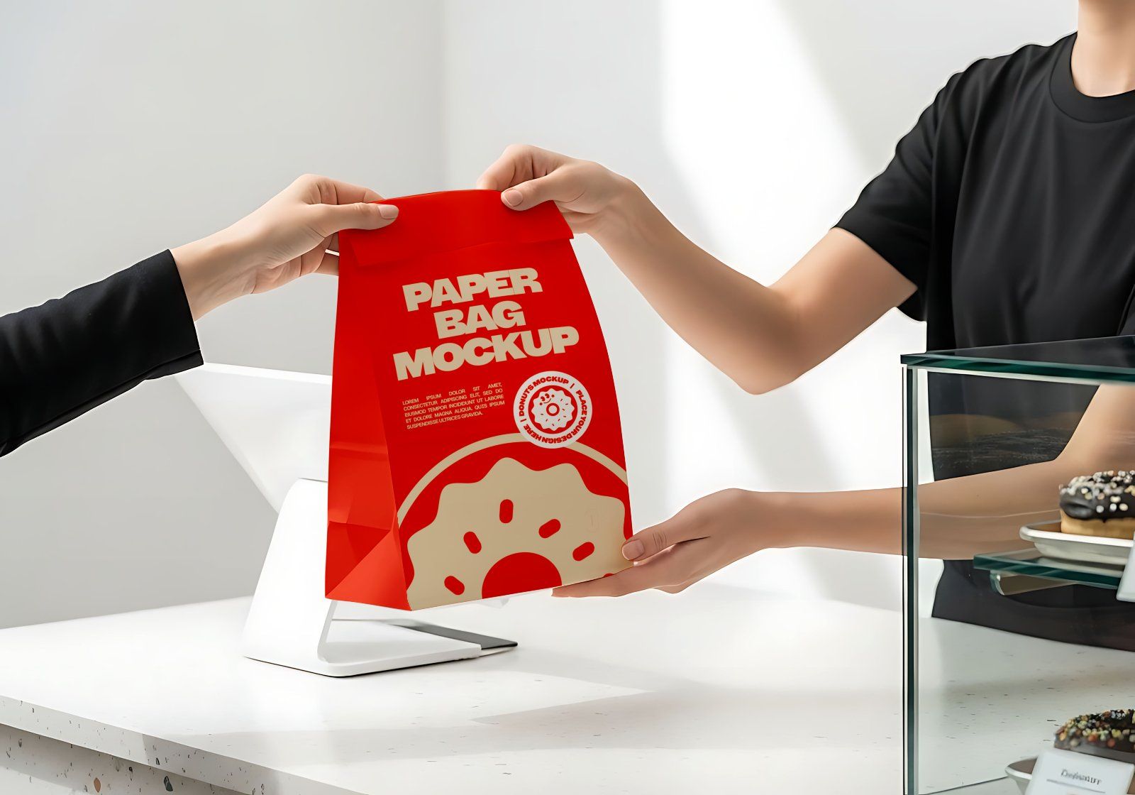 Premium Branding Orange Donut Store Mockup