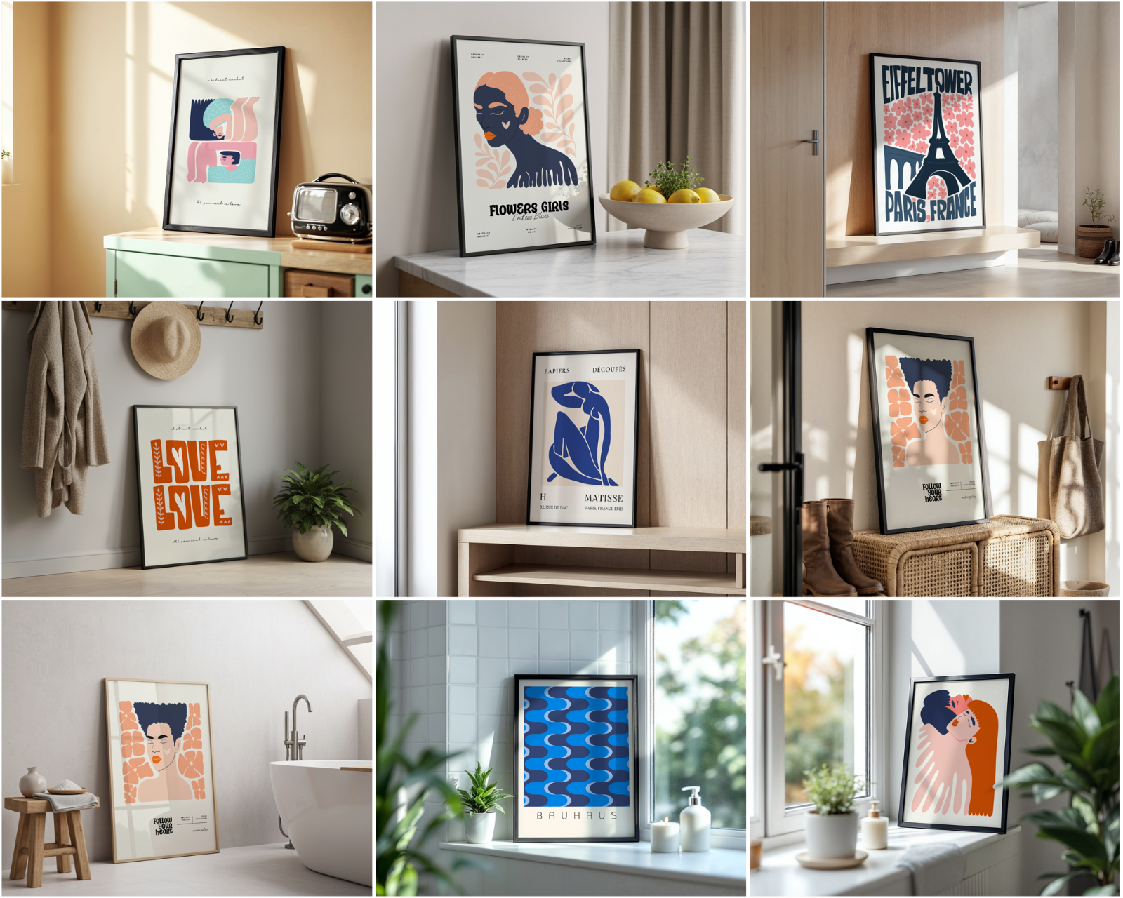 150 Poster Frame Mockup PSD Bundle, Wall Art Display , Din A Ratio