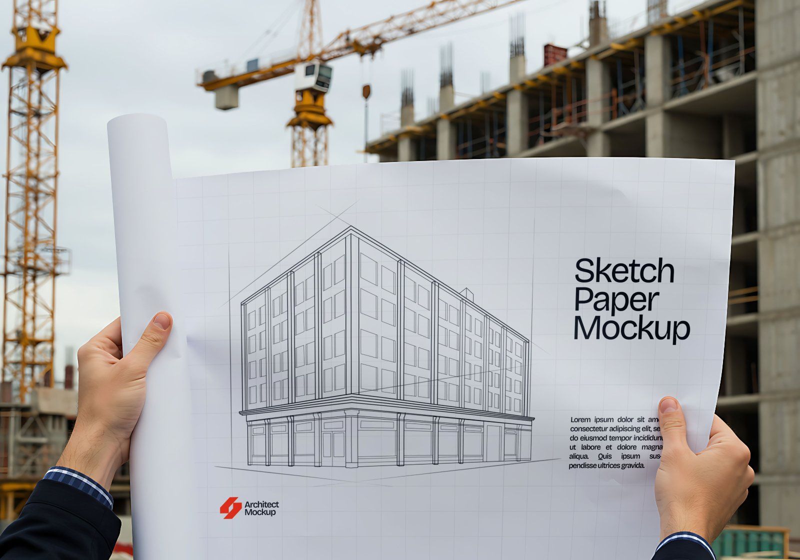 15 Contractor Branding Mockups – PSD Helmet, Sketch Paper, Banner, Uniform & Container Kit