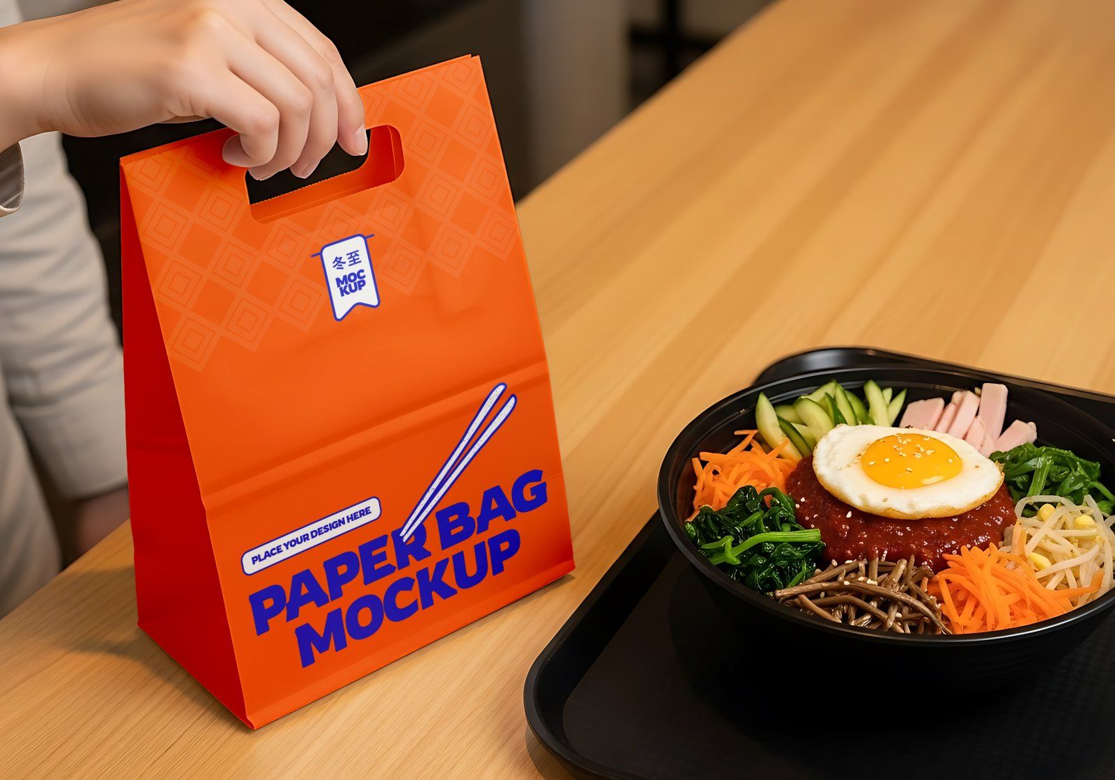 Premium Branding Red Korean Restaurant Mockup