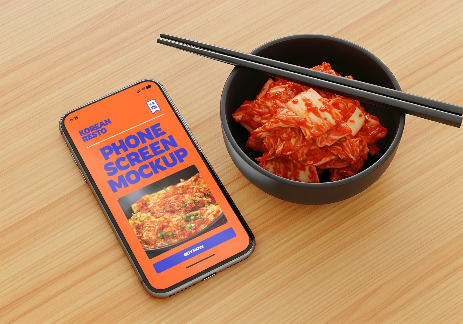 Premium Branding Red Korean Restaurant Mockup