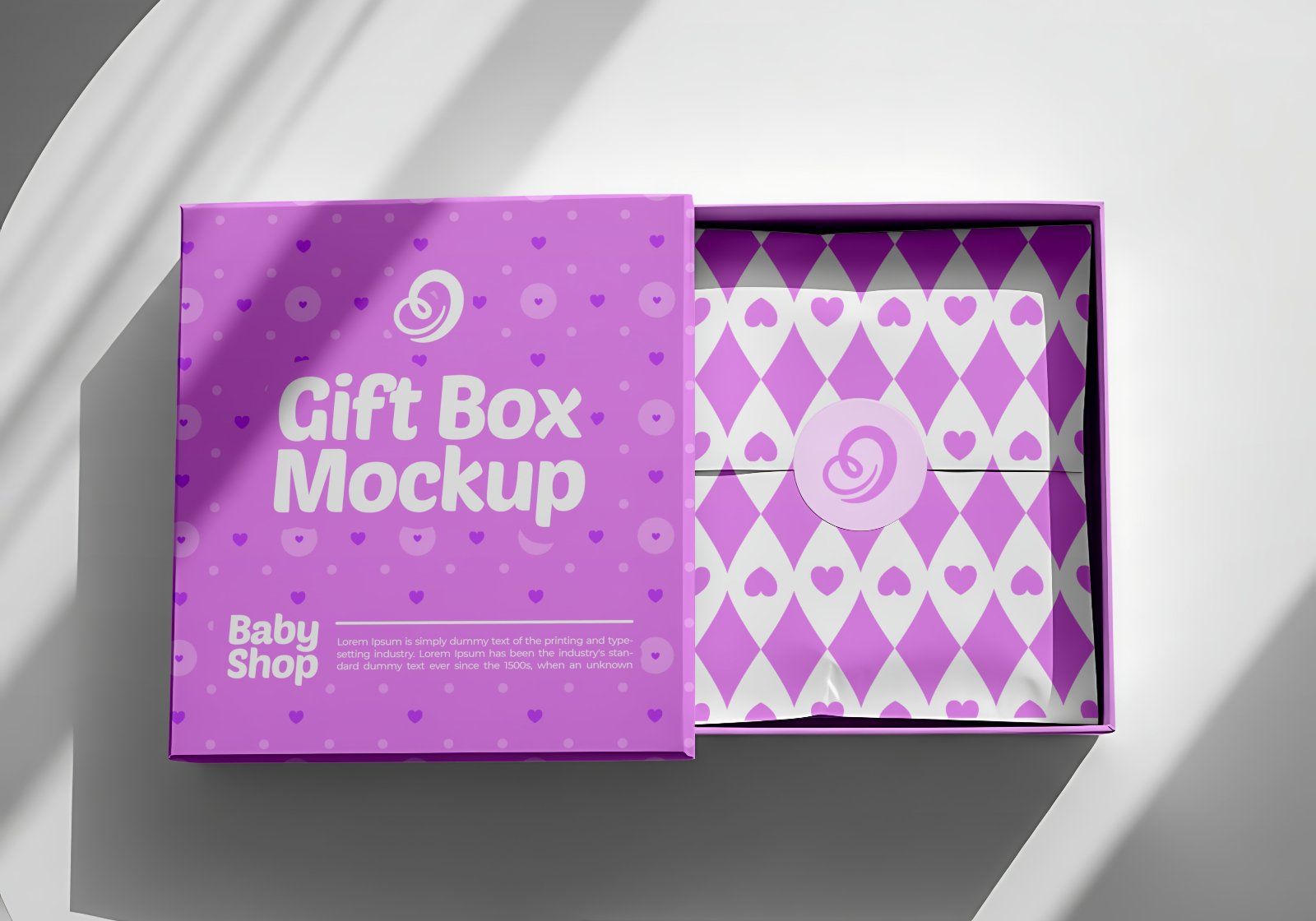 15 Baby Shop Mockups – PSD Onesie, Dress, Gift Box, Sign, Wrapping & Tag Kit