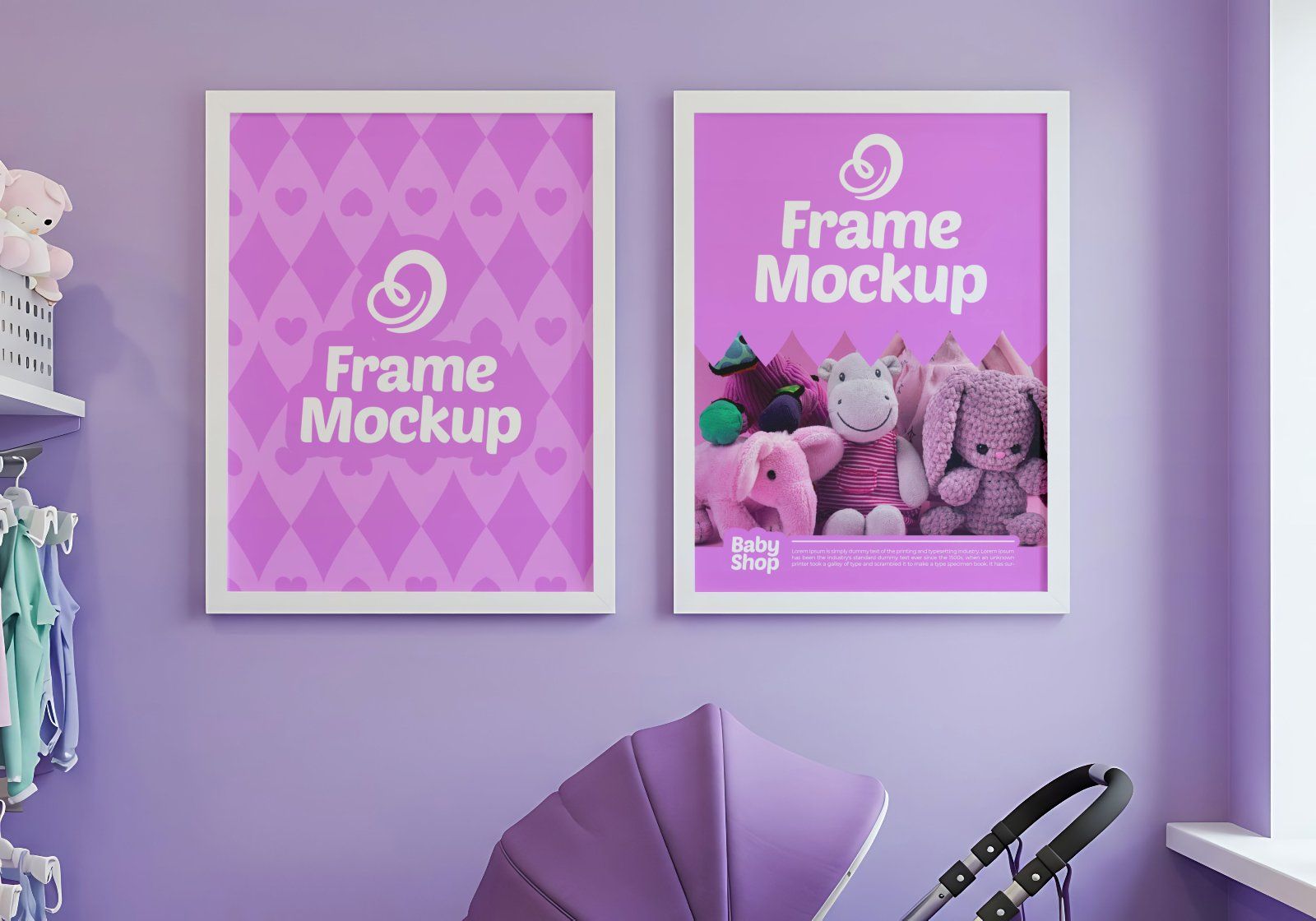 15 Baby Shop Mockups – PSD Onesie, Dress, Gift Box, Sign, Wrapping & Tag Kit