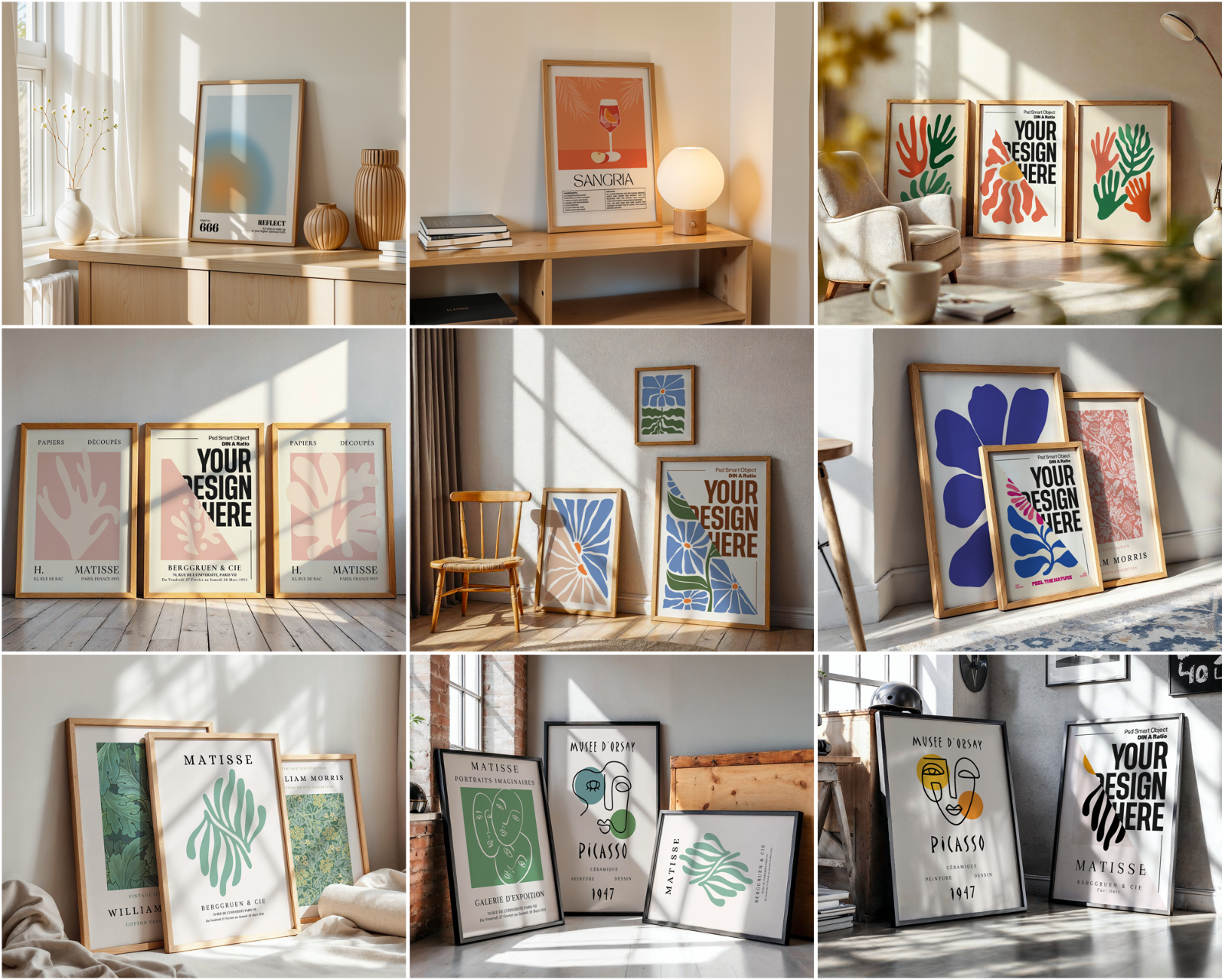 150 Poster Frame Mockup PSD Bundle, Wall Art Display , Din A Ratio