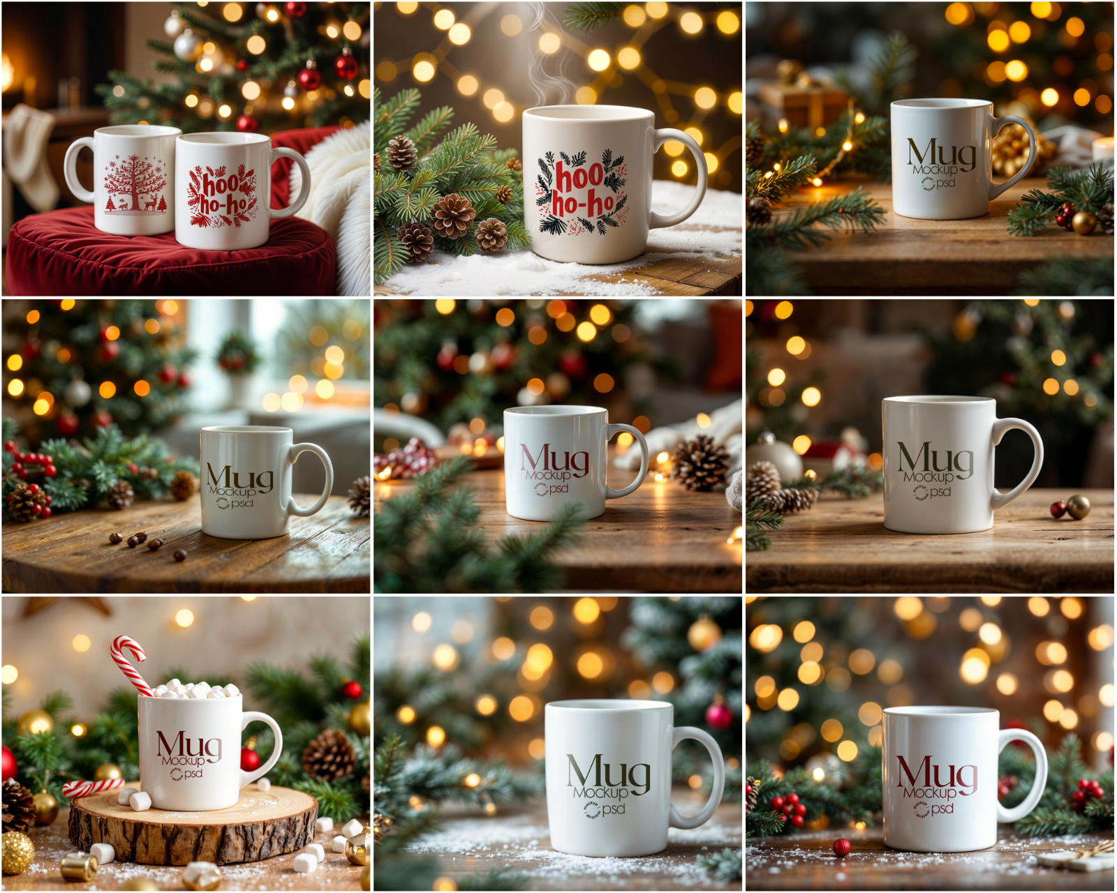Christmas Mug Mockup Bundle: 11oz White Ceramic (Digital Download)
