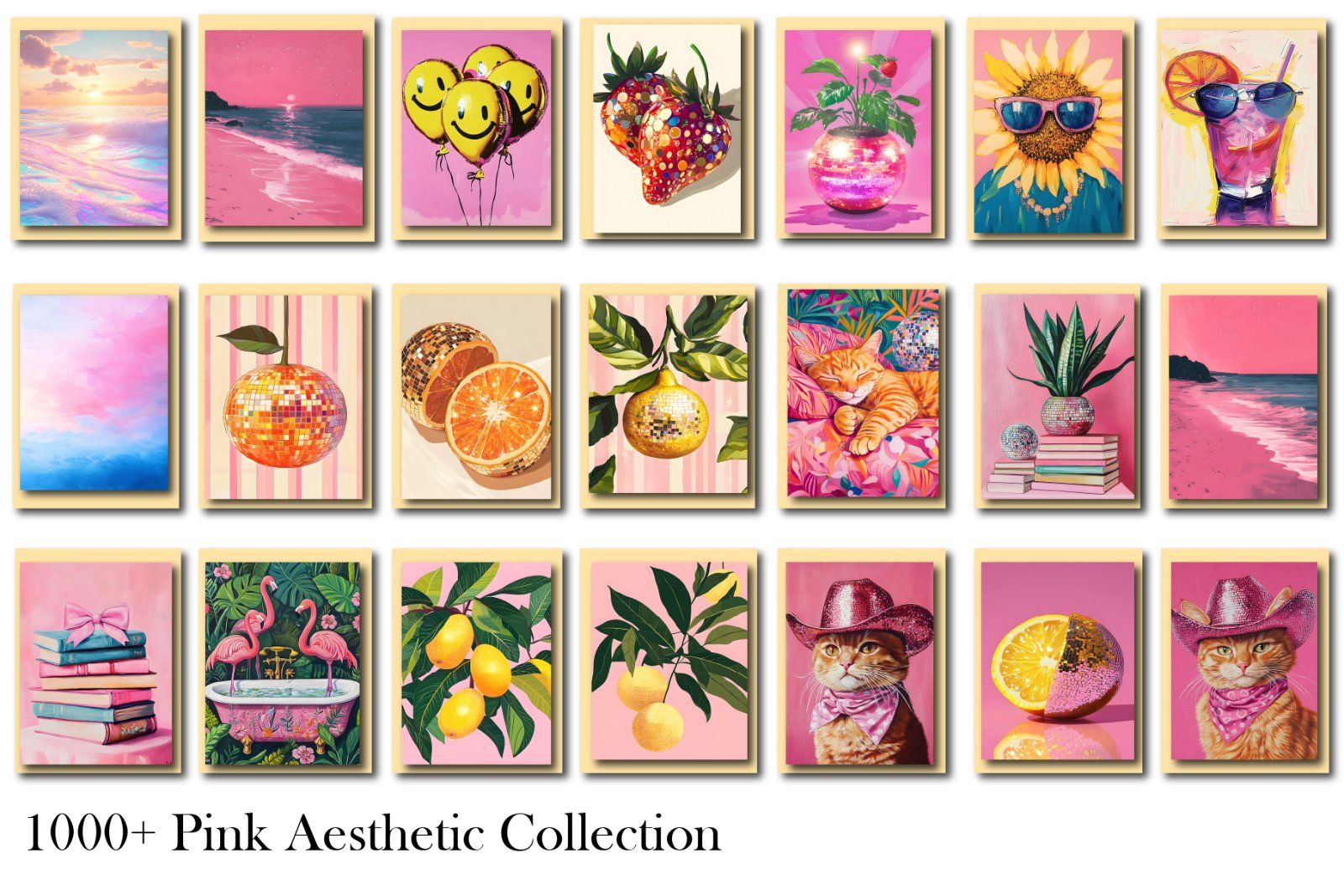 Pink Aesthetic Wall Art  Entire Shop Sale, Bundle Wall Art, Aesthetic wall posters, Pink Wall Art, D