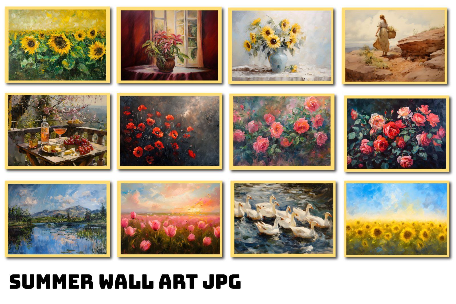 Summer Wall Art Bundle, Bundle Wall Art, Vintage Wall Art, Summer Prints, Summer JPG, Spring Prints,