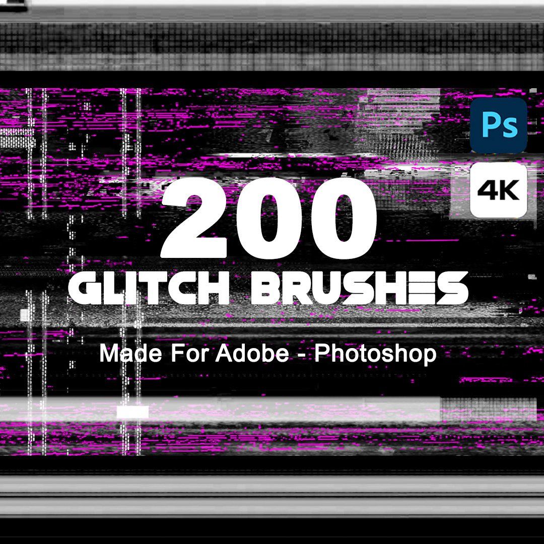200 Glitch Photoshop Brushes, Glitch brush, Twitch brush, Photoshop brushes, Glitch Effect Stream
