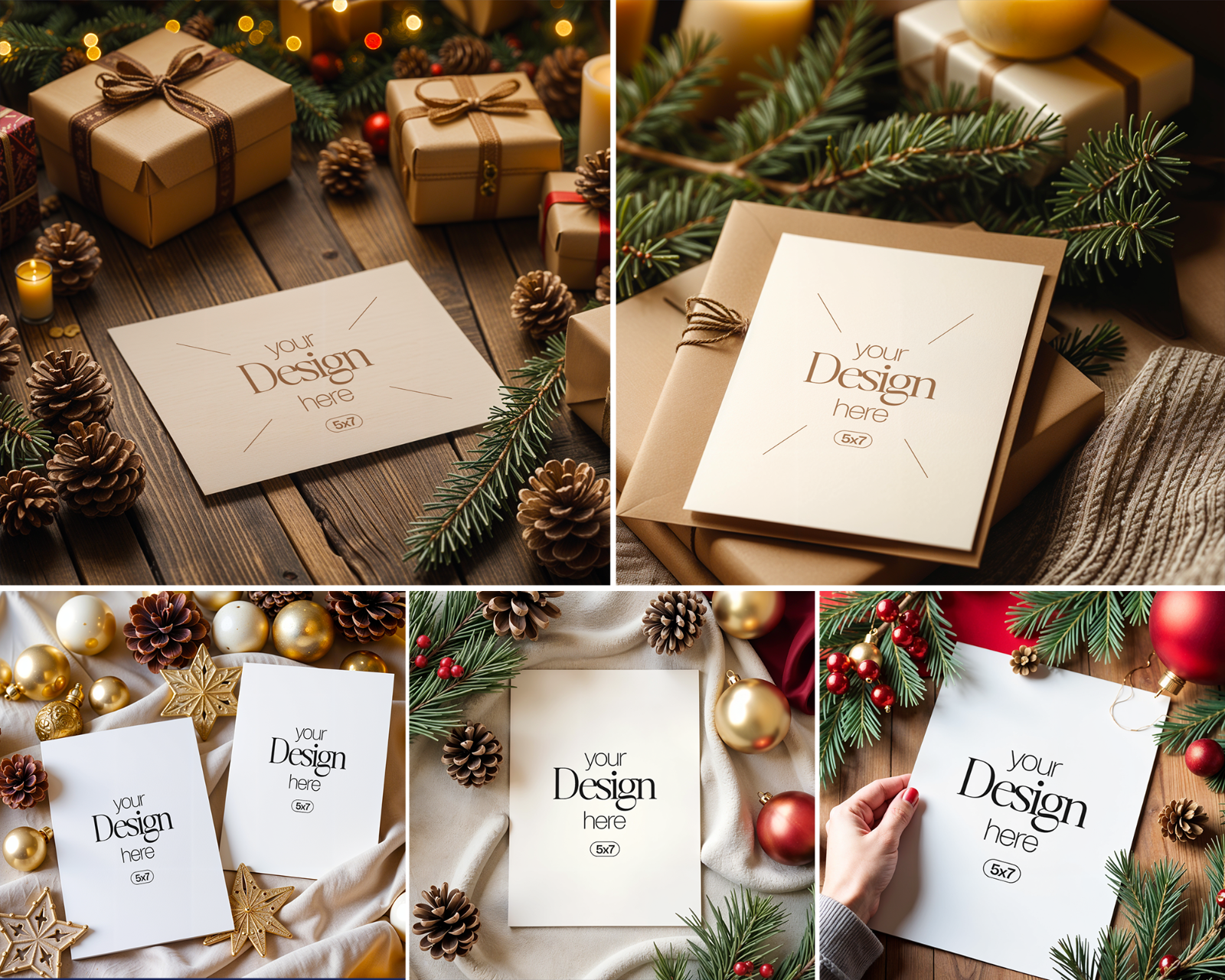 20 Christmas Card Mockup Bundle: White Blank Card PSD (Digital Download)