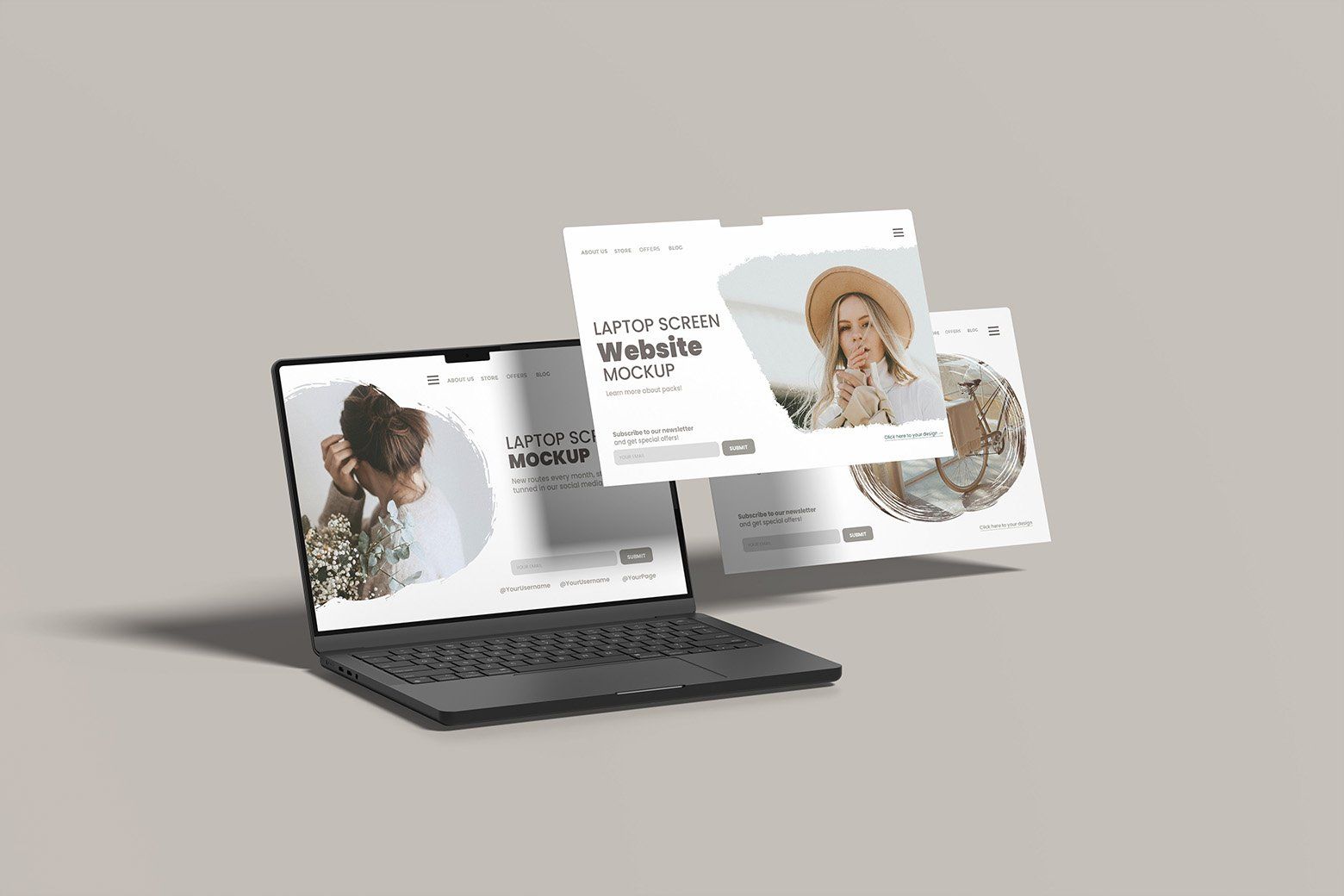 Laptop Screen Website Mockup