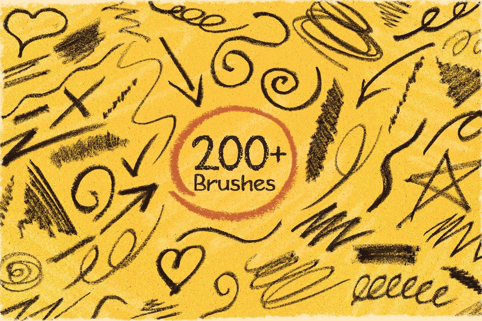 200+ Crayon Photoshop Brushes, Photoshop Brush, Crayon Texture, hand-drawn texture, Real Crayon Text