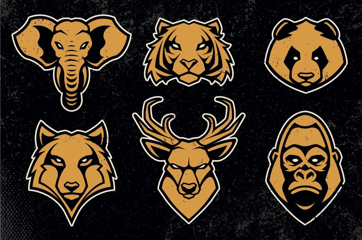 Animals Mascot Icons Vector Set