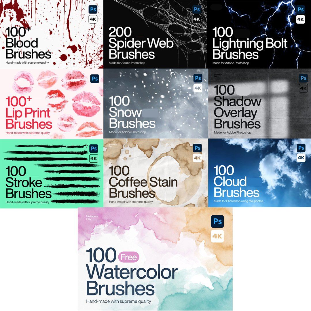 2500+ Photoshop Brushes - Mega Bundle For photoshop ,brush bundle ,  Full Shop Bundle,   All In One