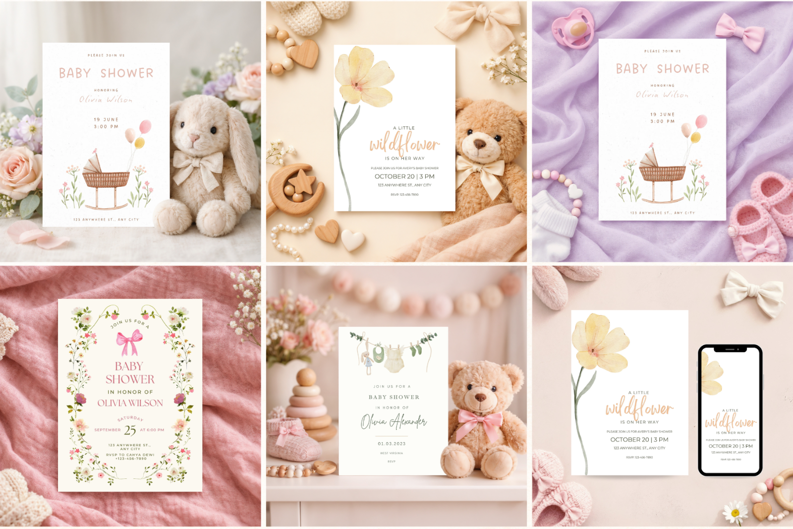 Baby Shower Invitation Canva Mockups