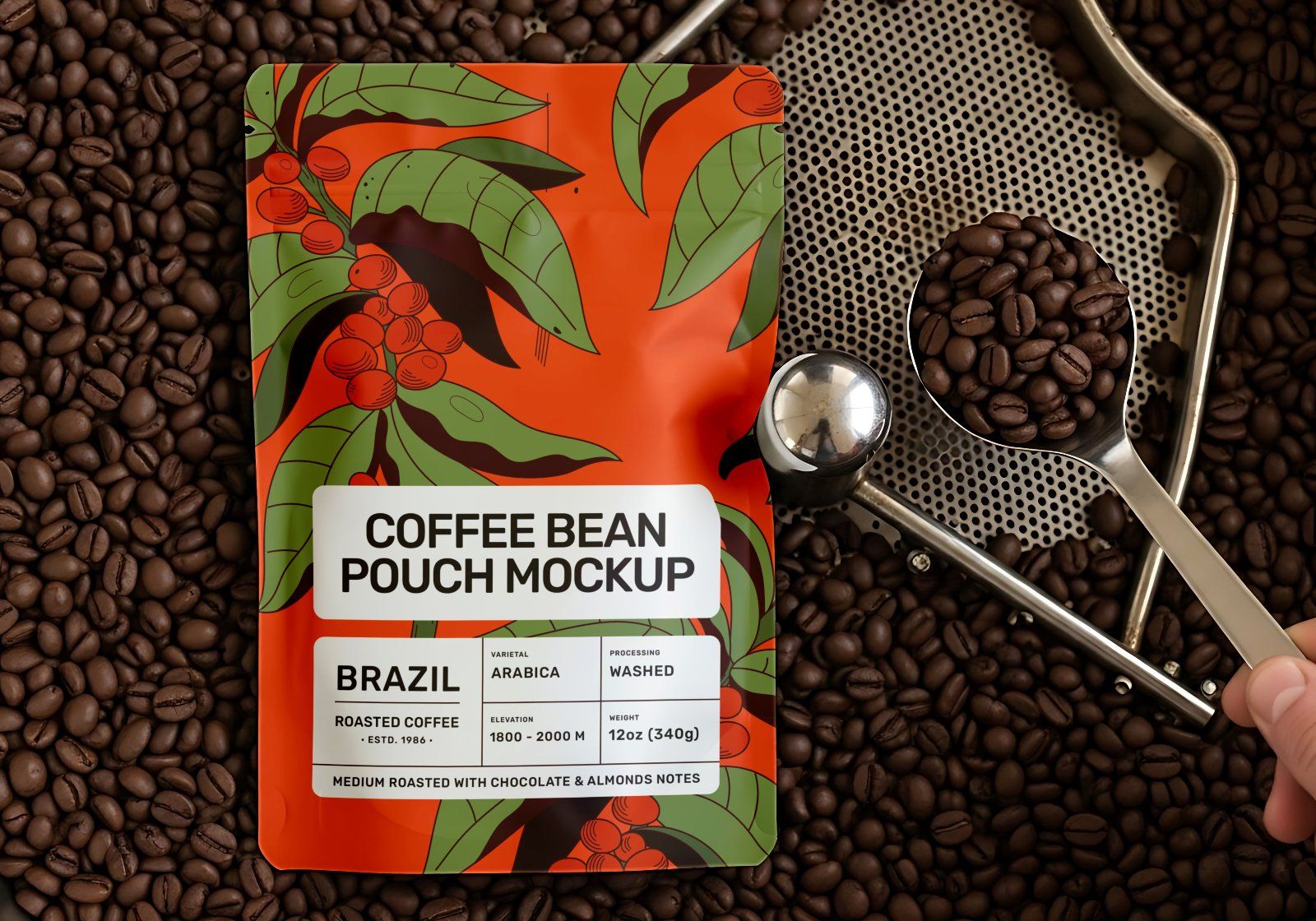 15 Coffee Factory Mockups – PSD Pouch, Can, Sack, Box, Billboard & Farm Branding Kit