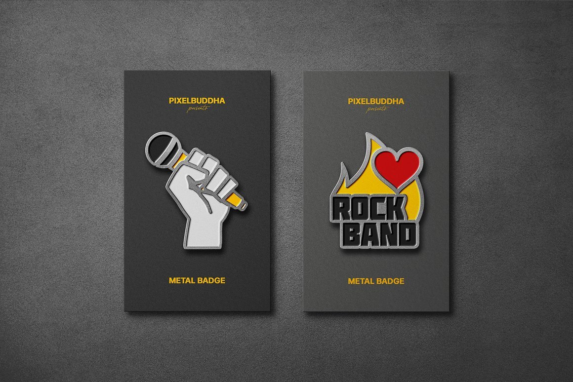 Metallic Enamel Pin Mockups