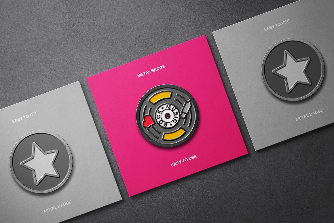 Metallic Enamel Pin Mockups
