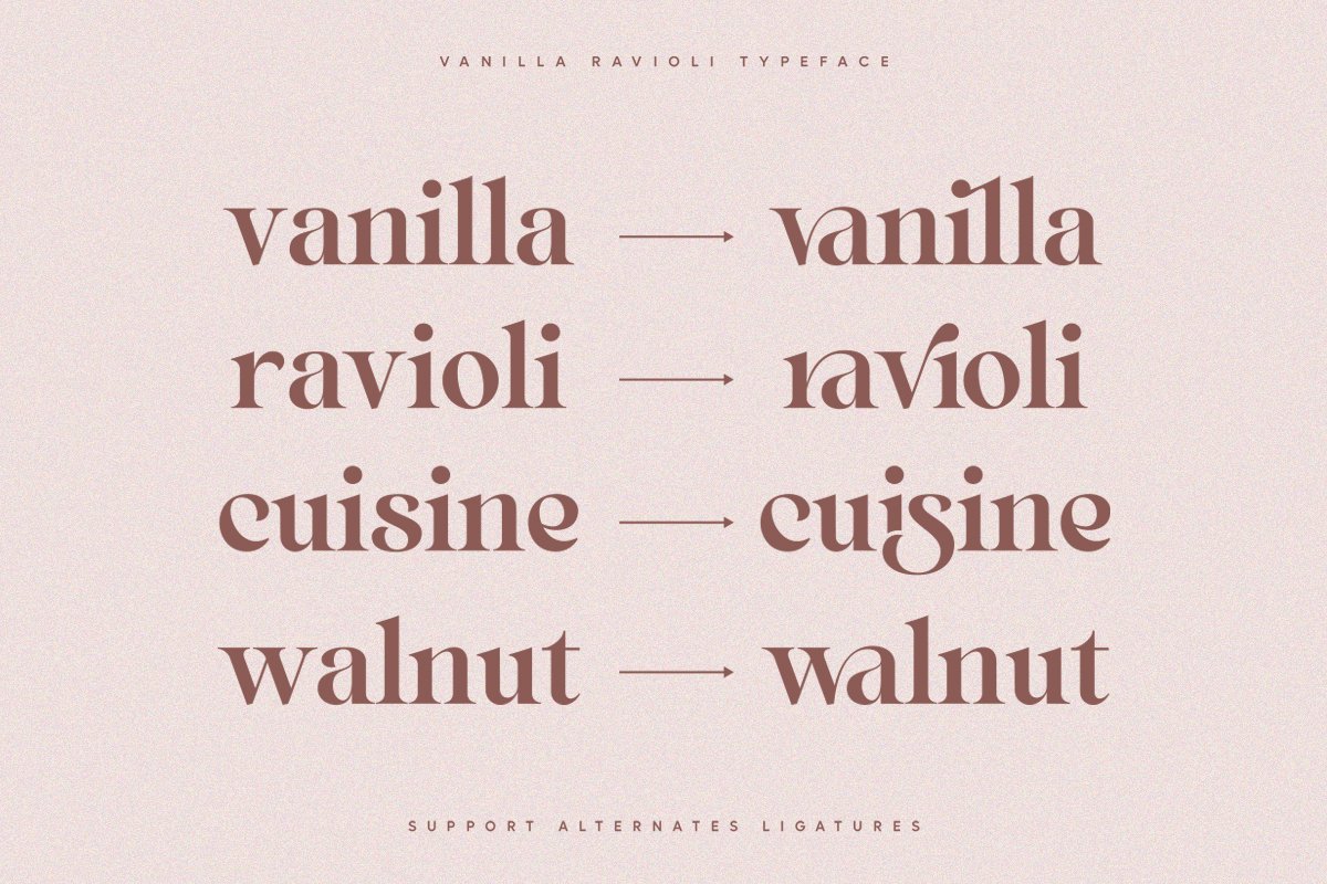 Vanilla Ravioli | Chic Ligature Serif Font