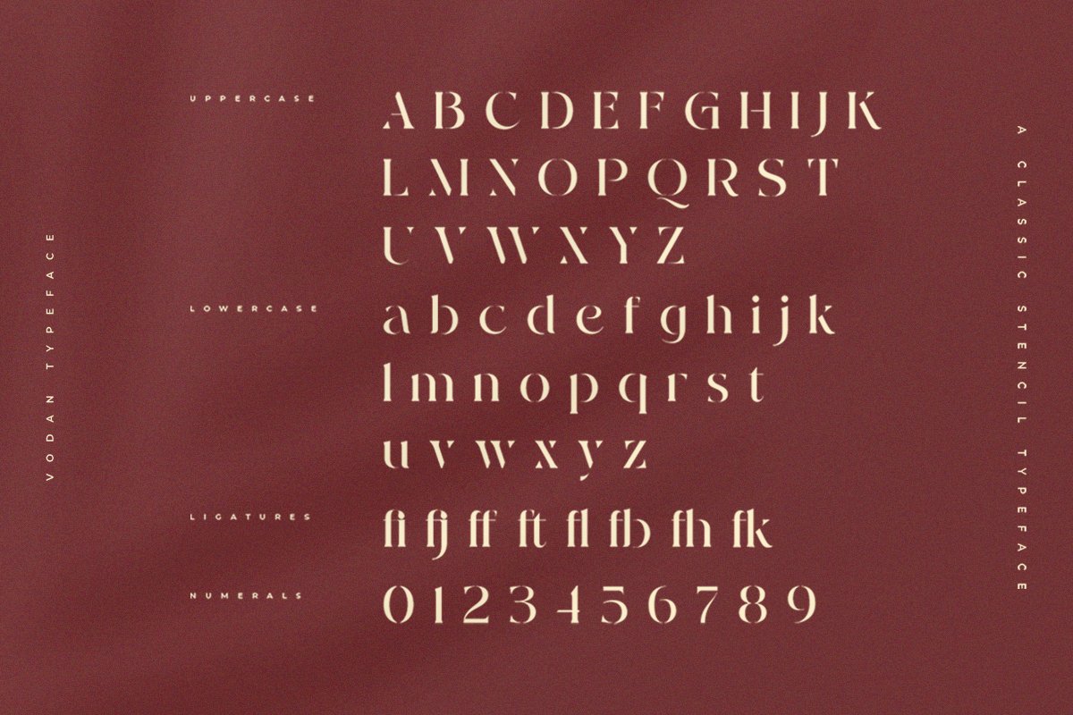 Vodan | Classic Stencil Serif Font