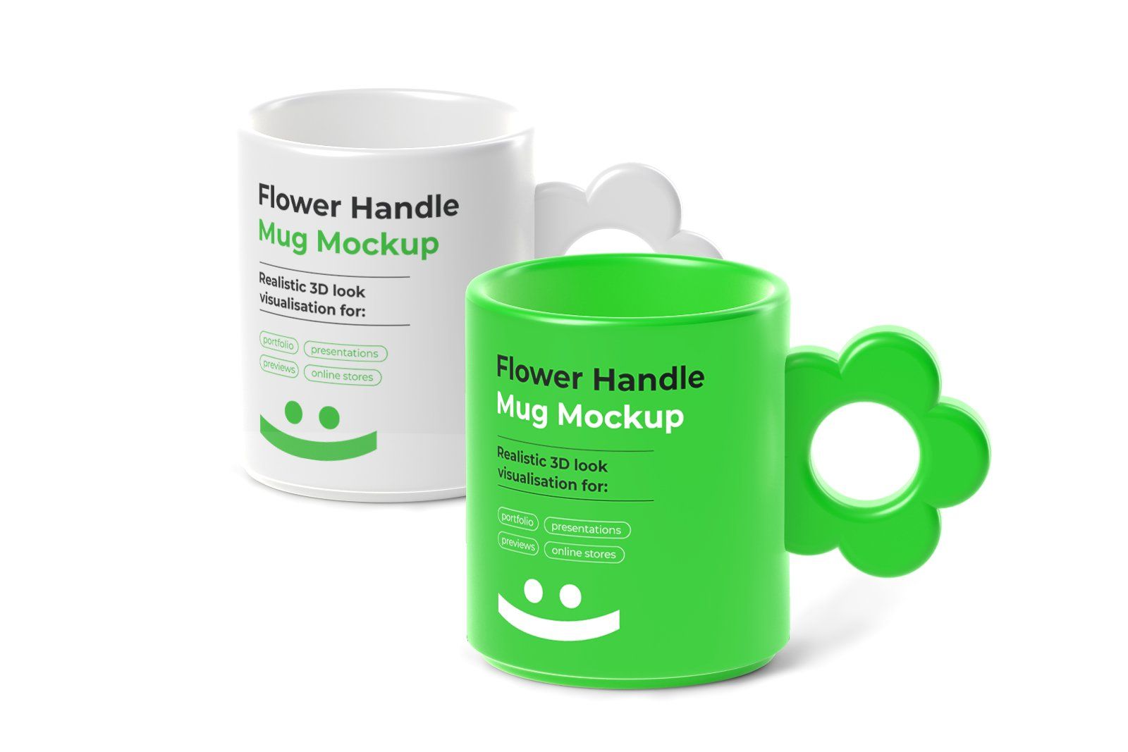 Cute Mug Mockup with Floral Handle