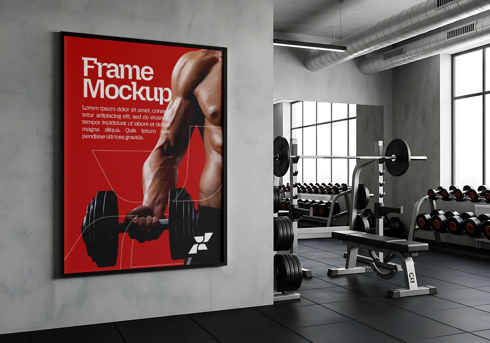 Premium Branding Red Gym Mockup