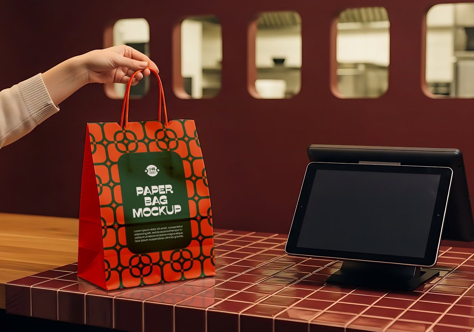 Premium Branding Orange China Restaurant Mockup