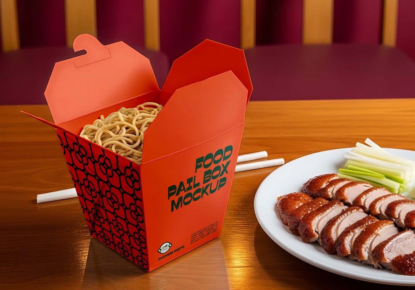 Premium Branding Orange China Restaurant Mockup