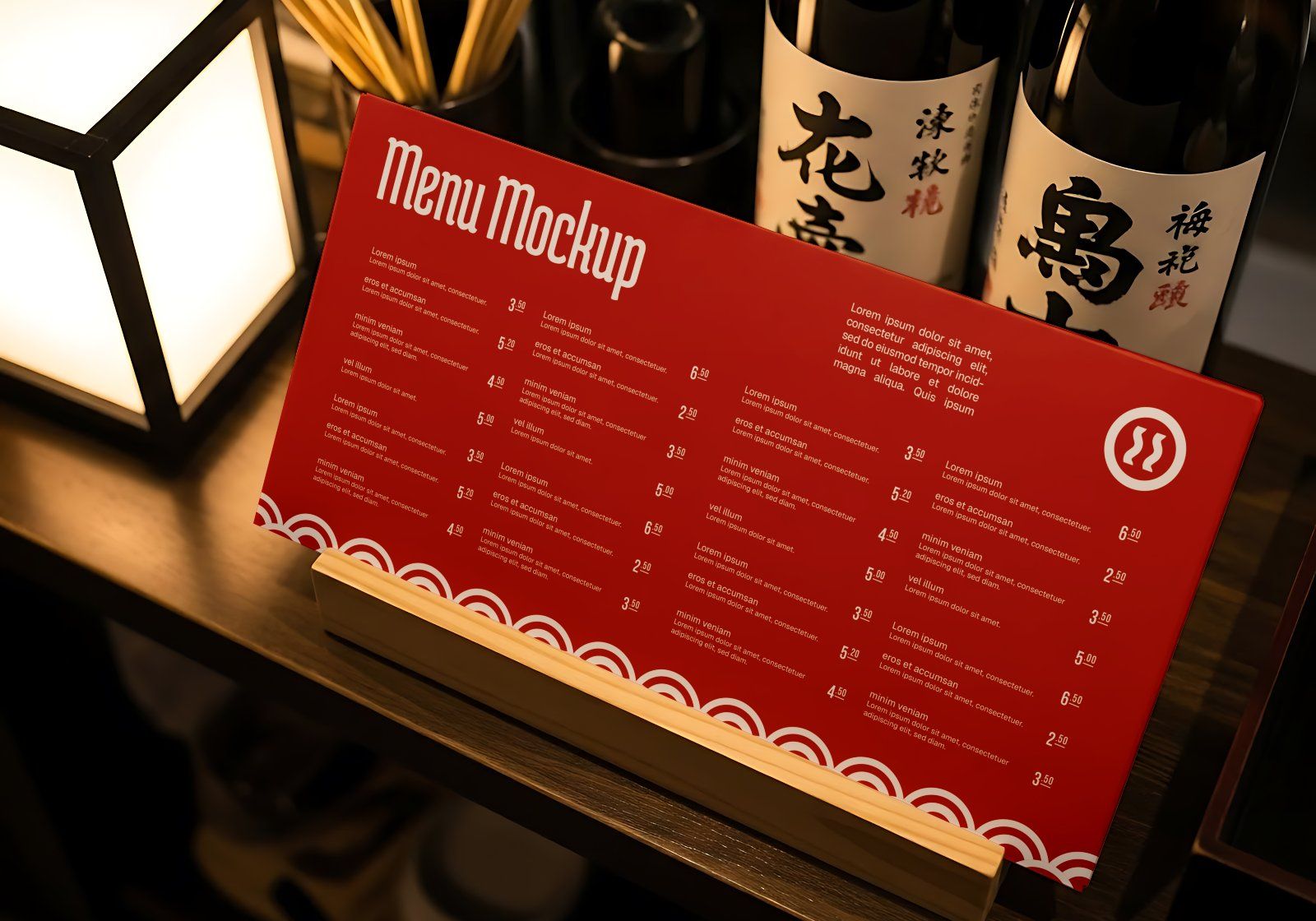 Premium Branding Red Japan Food Restaurant Mockup