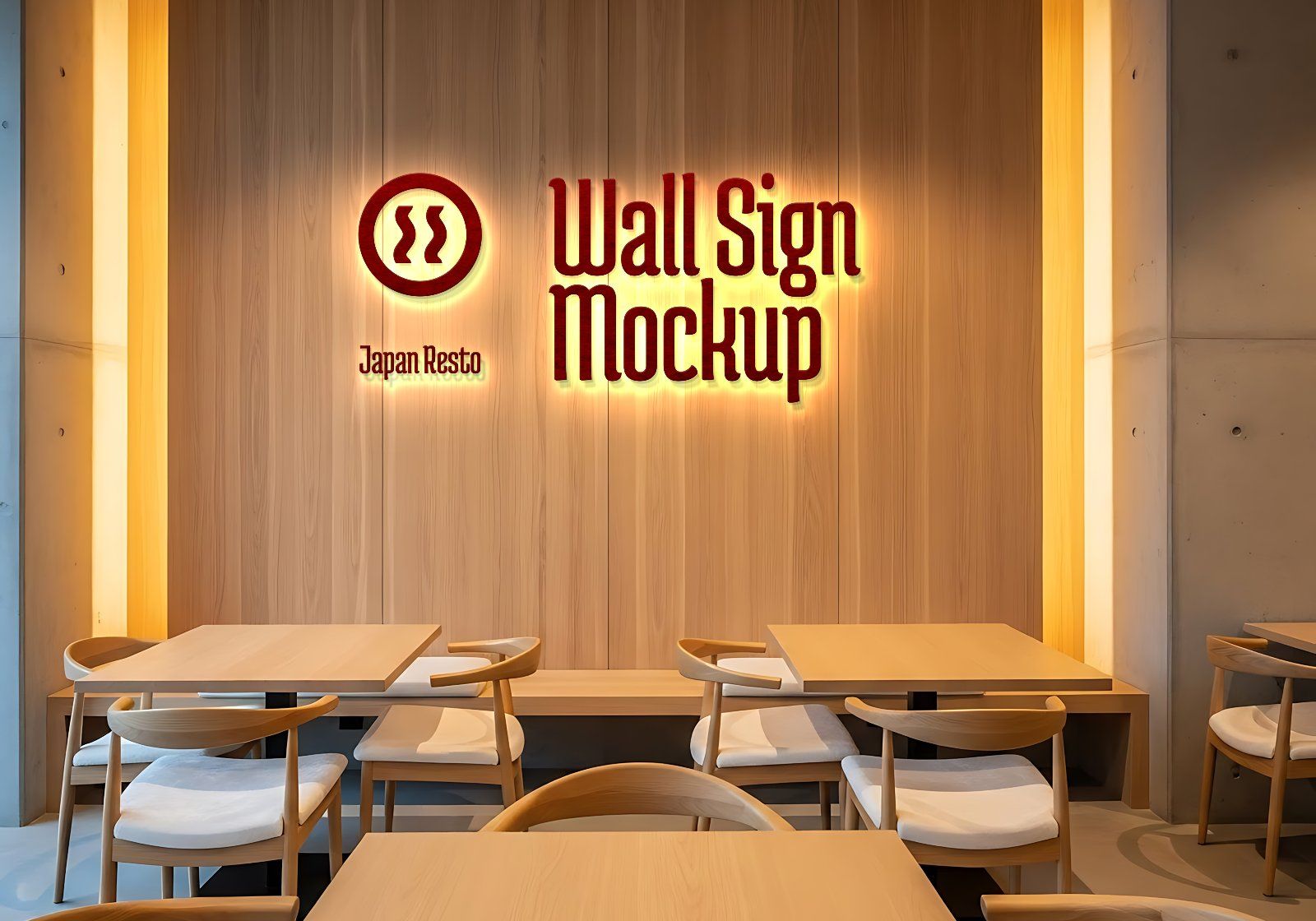 Premium Branding Red Japan Food Restaurant Mockup