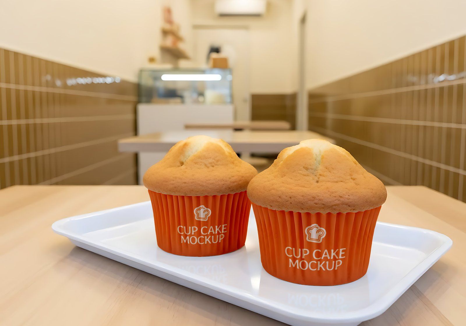 Premium Branding Orange Bakery Store Mockup
