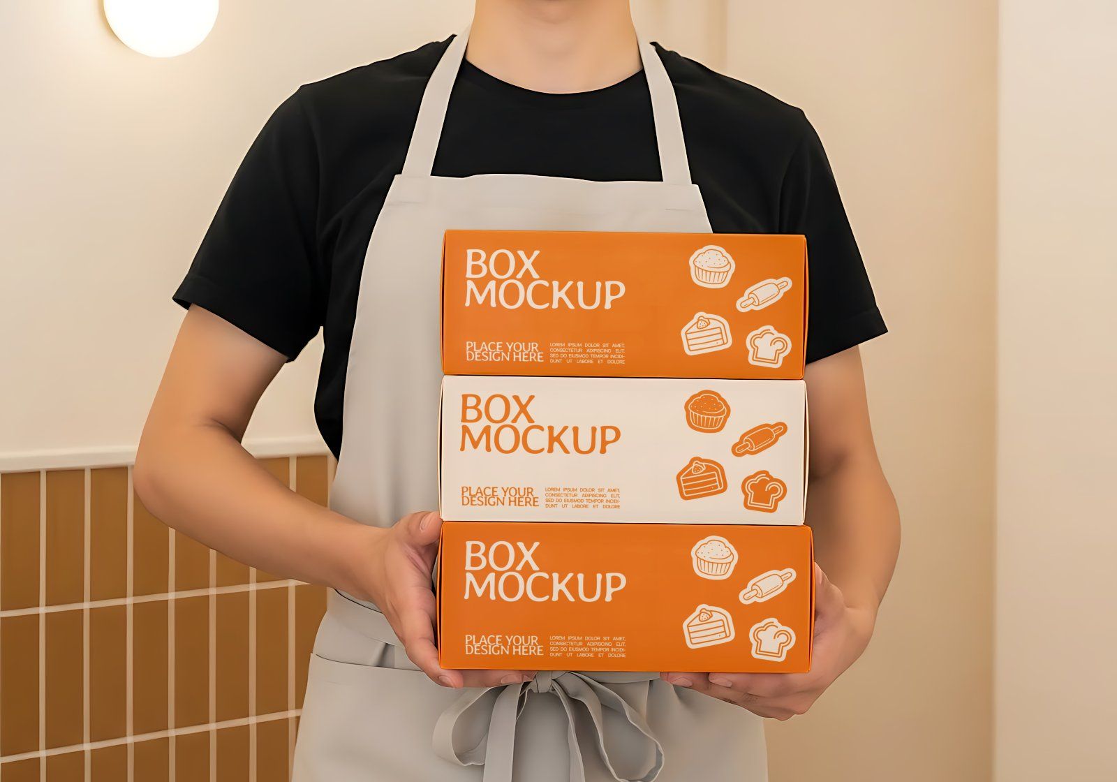 Premium Branding Orange Bakery Store Mockup
